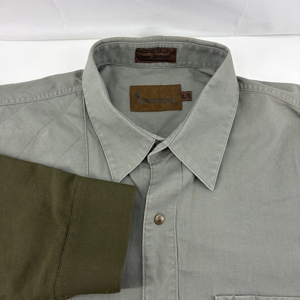 BROWNING Super Natural Mens Hunting Snap Button‎ Shooting Shirt Gray XL Heavy
